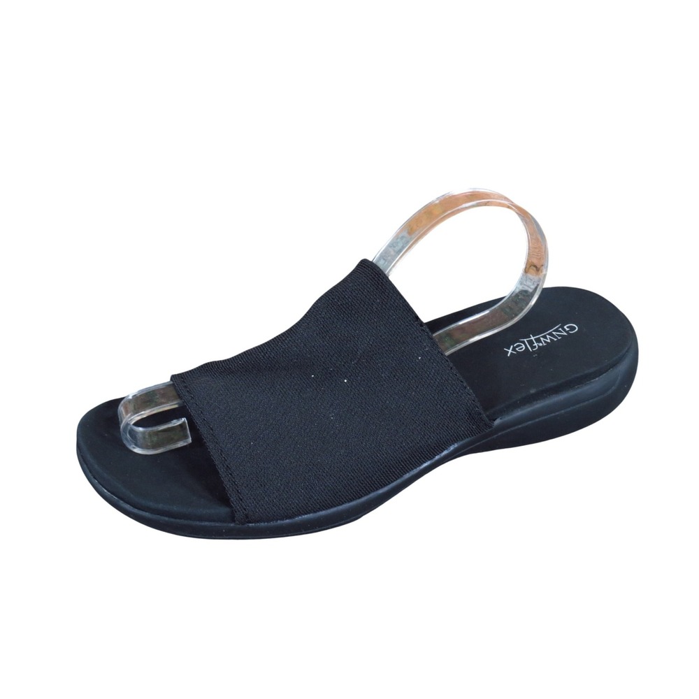 GNW Flex Castle Women Slide Sandals Size 8 M Walking Comfort Black Textile